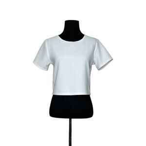 Snap white textured short sleeves crop top size small